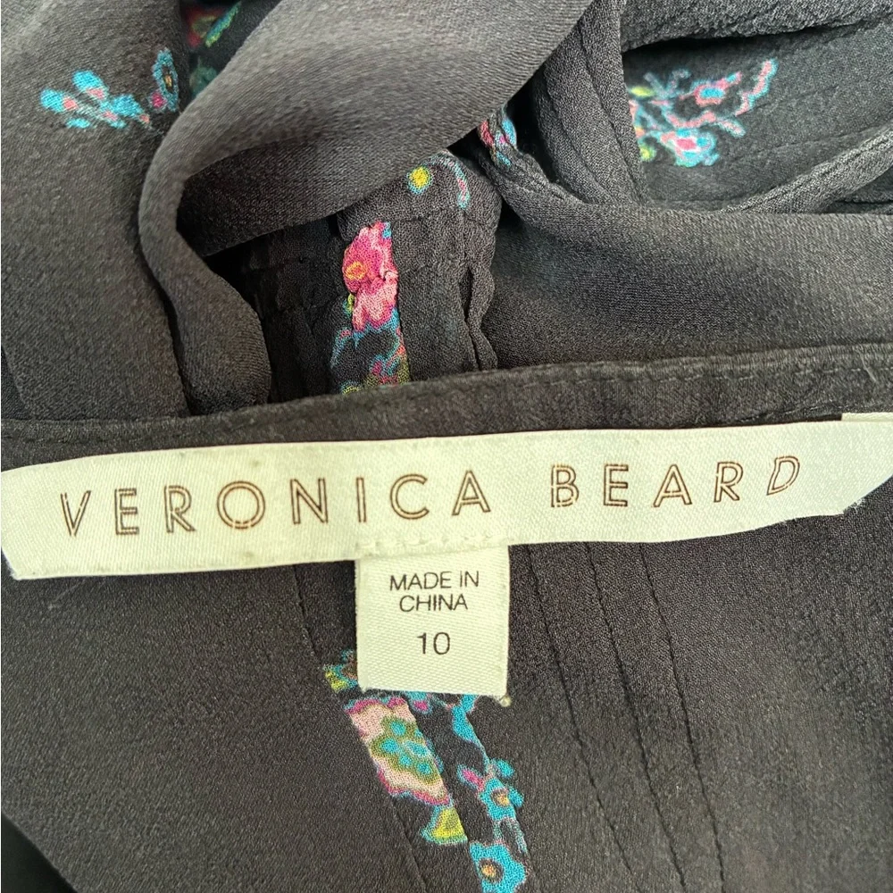 Veronica Beard Alden Print Floral Black Silk Dress